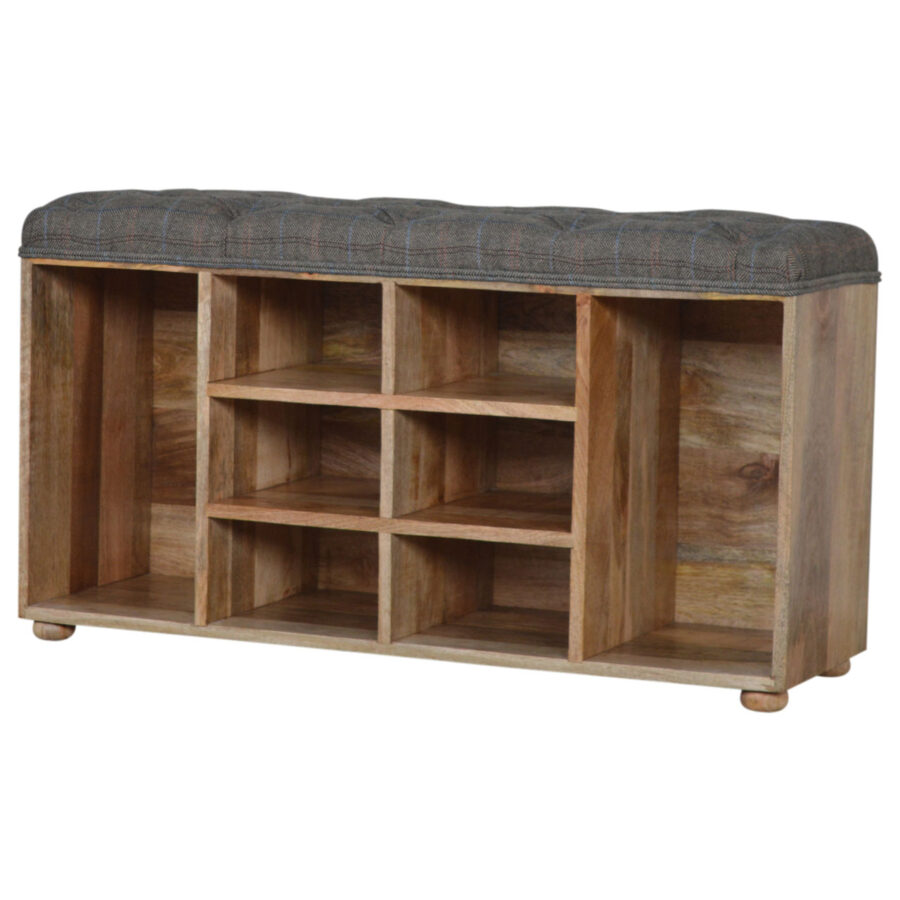 multi tweed 6 slot shoe storage bench