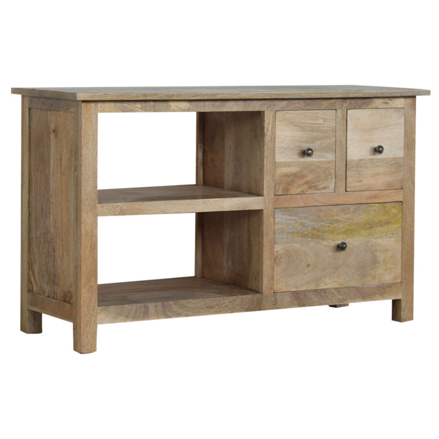 country style media unit with 3 drawers