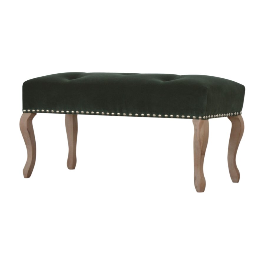 in1391 french style emerald velvet bench