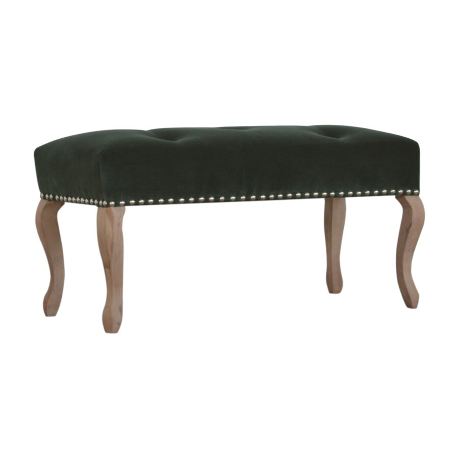 in1391 french style emerald velvet bench