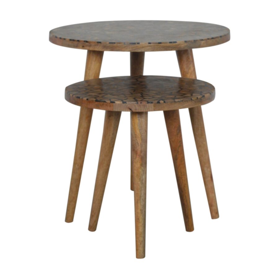 in1467 tree trunk style set of 2 footstools