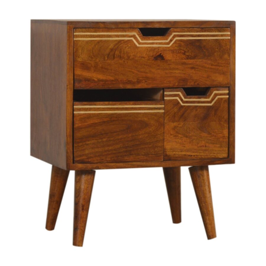 in1486 multi chestnut bedside with removeable drawers