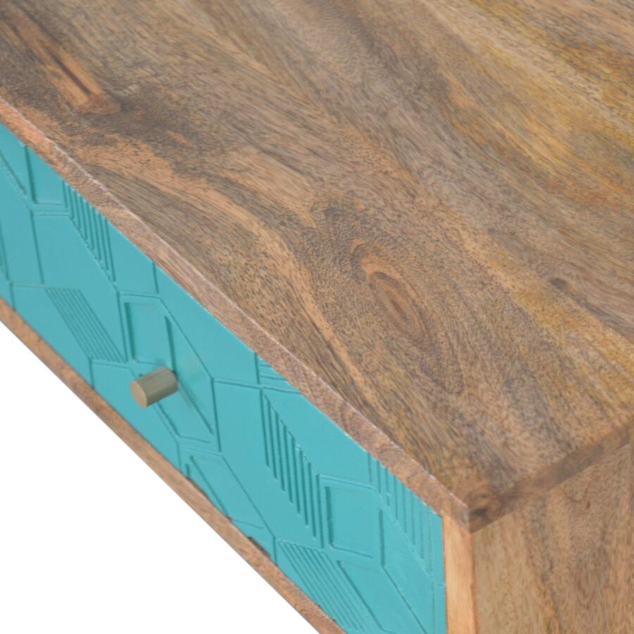 in1549 acadia teal and white console table