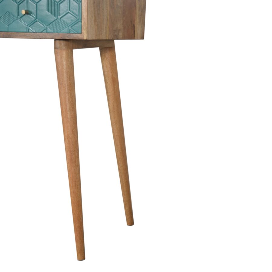 in1549 acadia teal and white console table