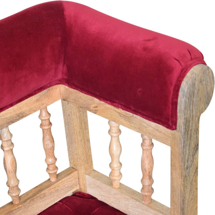 in1673 wine red mini deep button hallway bench
