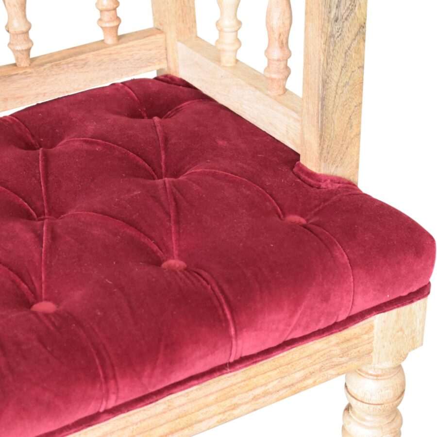 in1673 wine red mini deep button hallway bench