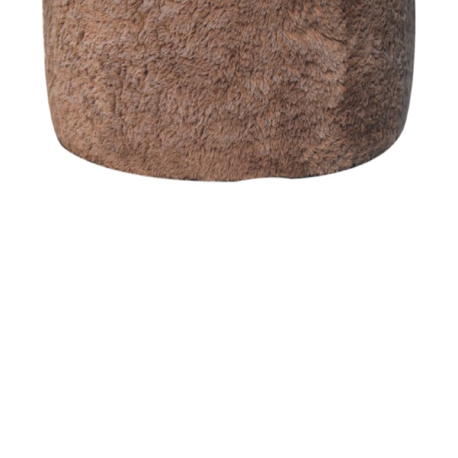 in3528 mocha faux fur round footstool