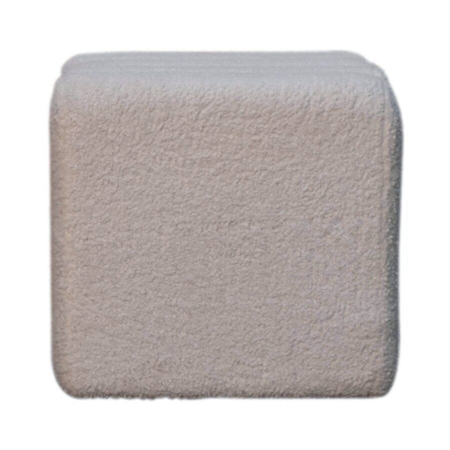 in3529 white wavy boucle footstool