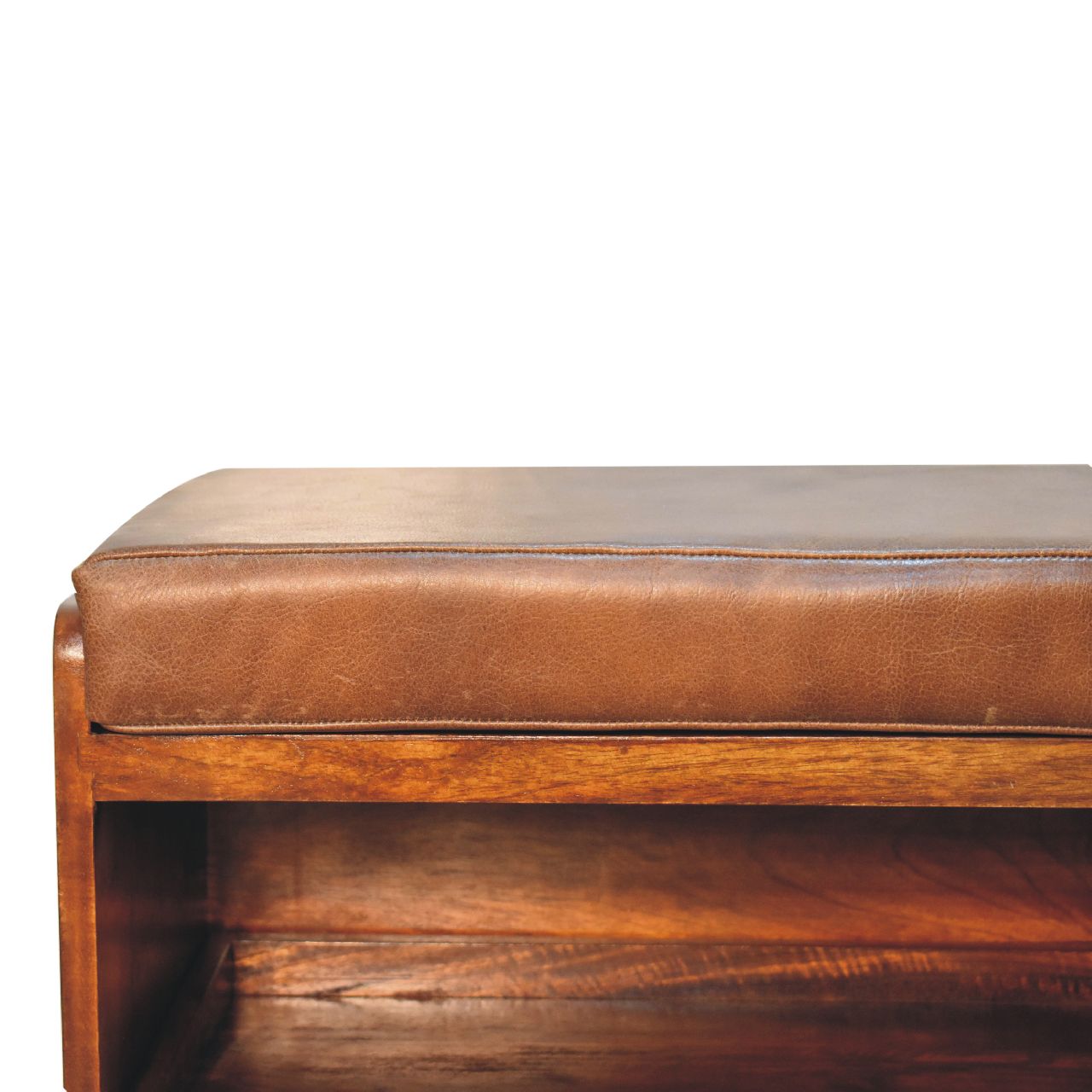 in3575 buffalo hide pull out chestnut shoe storage bench