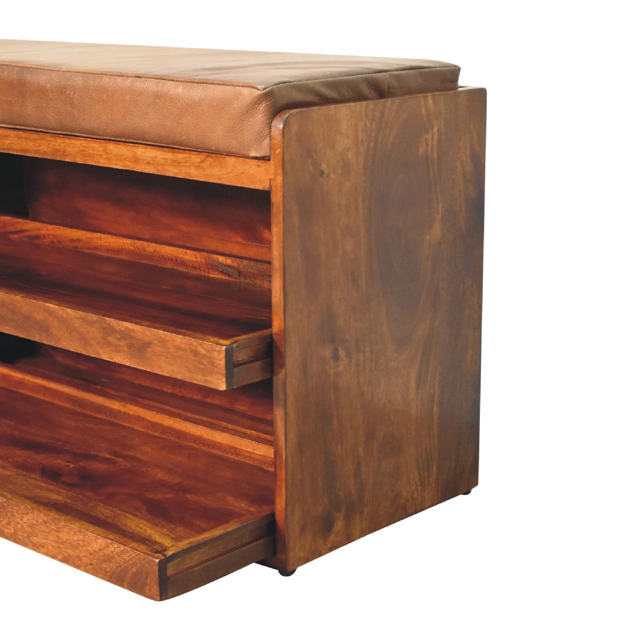 in3575 buffalo hide pull out chestnut shoe storage bench