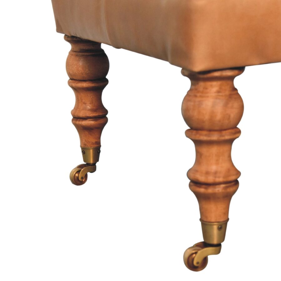in3580 buffalo tan leather ottoman with castor legs