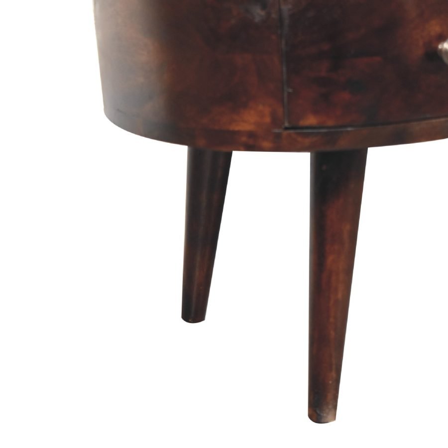 Vintage wooden drum table legs on white background.