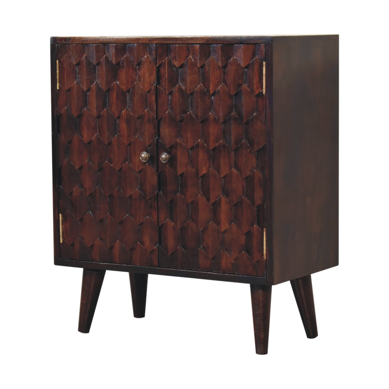 Mini Pineapple Carved Light Walnut Cabinet - Image 3