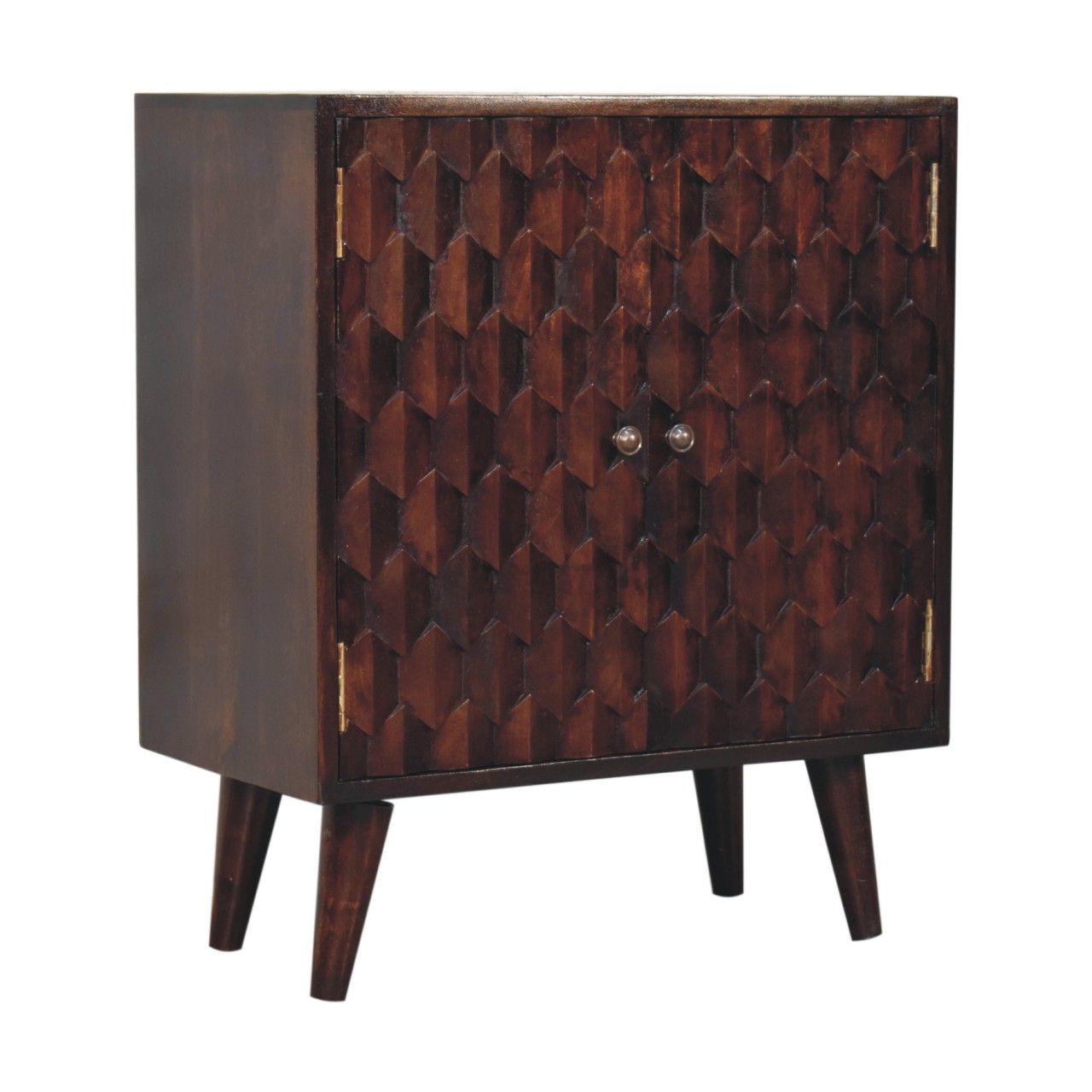 Mini Pineapple Carved Light Walnut Cabinet - Image 4