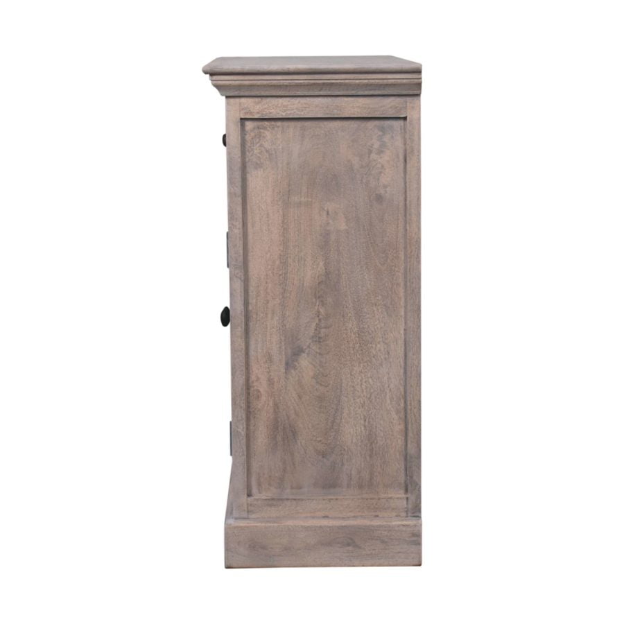 Wooden bedside cabinet isolated on white background.