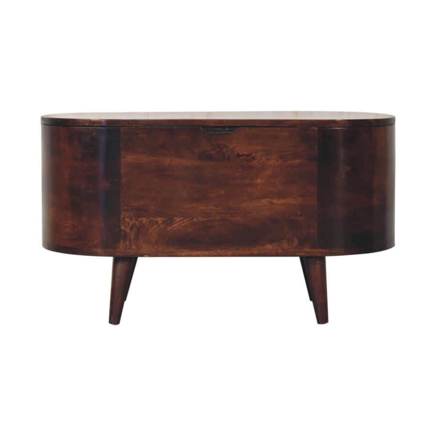 Vintage wooden oval cabinet on legs